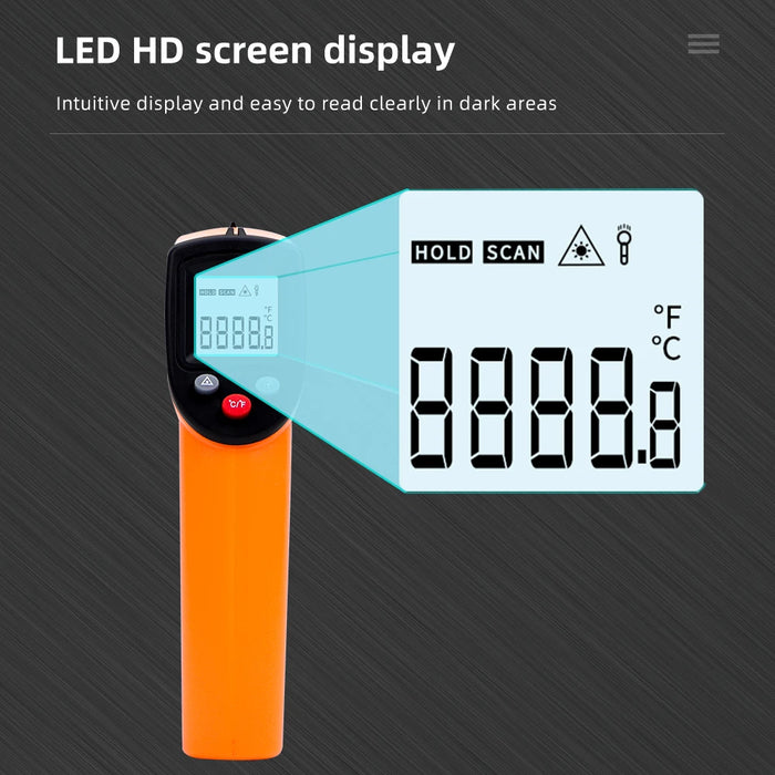Infrared Thermometer, Digital Pyrometer, Non-Contact Laser, -50~400 ℃ IR Laser Temp Meter, Industrial Pyrometer - Ideal for Professionals Requiring Accurate Temperature Measurements