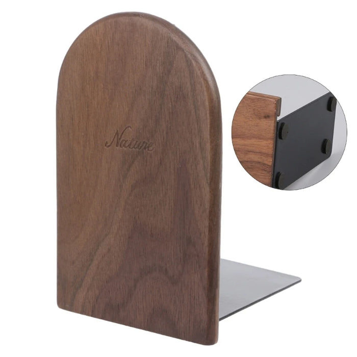 Walnut Desktop Bookend with Iron Plate