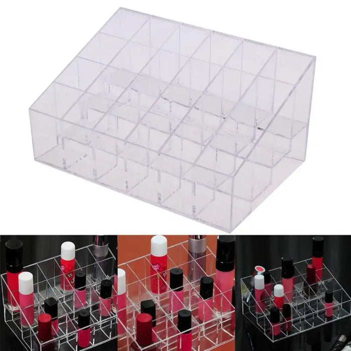 Acrylic 24-Grid Lipstick & Makeup Organiser Display Rack (Large)