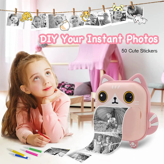 Kids Digital Camera with Instant Printer - Thermal Photo and Video Camera Toy for Children - Perfect Christmas Gift for Girls