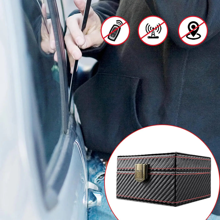 Faraday Box for Car Keys — Leather RFID Signal Blocker Case