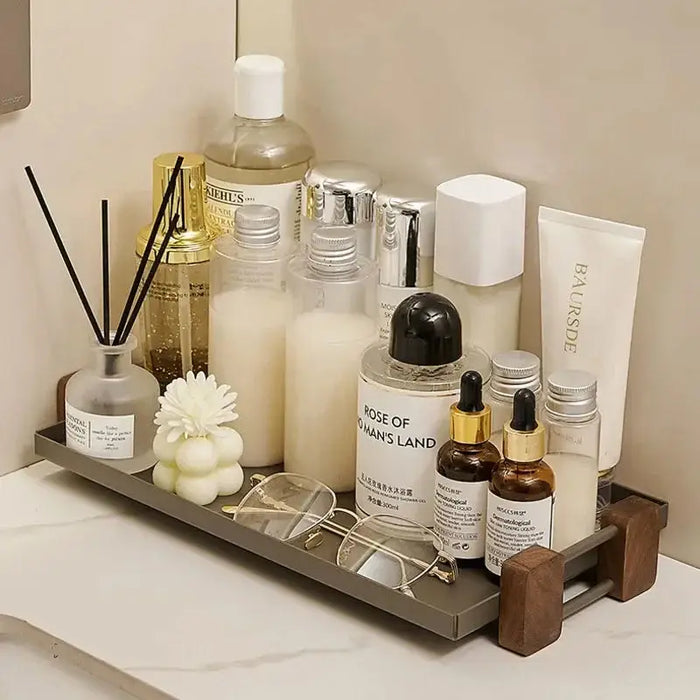 Wooden Countertop Organiser – Cosmetic & Coffee Station Shelf for Vanity