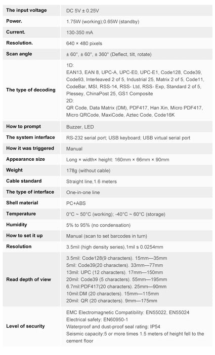 U12 1D/2D Barcode Scanner — Wired, Bluetooth & Wireless for Retail and Logistics