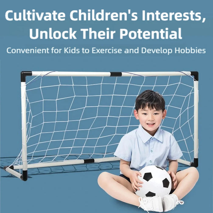 Foldable Children's Football Goal with Pump & Ball – Portable Soccer Set