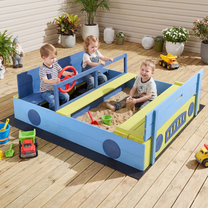 Sandpit Sandpit with Bench Folding Lid and Sandpit Liner Fir Wood Sandpit-