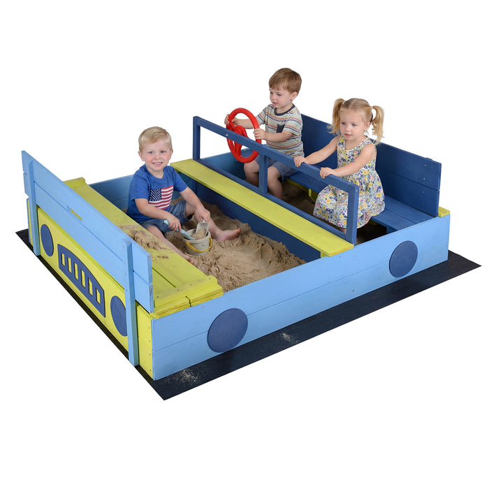 Sandpit Sandpit with Bench Folding Lid and Sandpit Liner Fir Wood Sandpit-