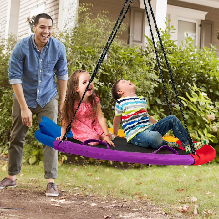 Saucer Tree Swing with Pillow with 100 to 180 cm Adjustable Hanging Rope-