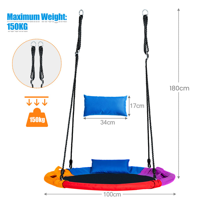 Saucer Tree Swing with Pillow with 100 to 180 cm Adjustable Hanging Rope-