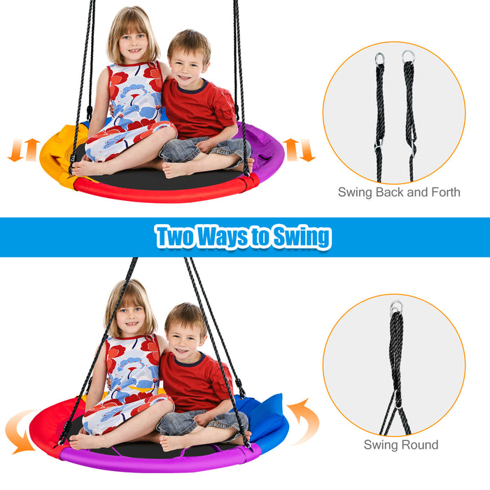 Saucer Tree Swing with Pillow with 100 to 180 cm Adjustable Hanging Rope-