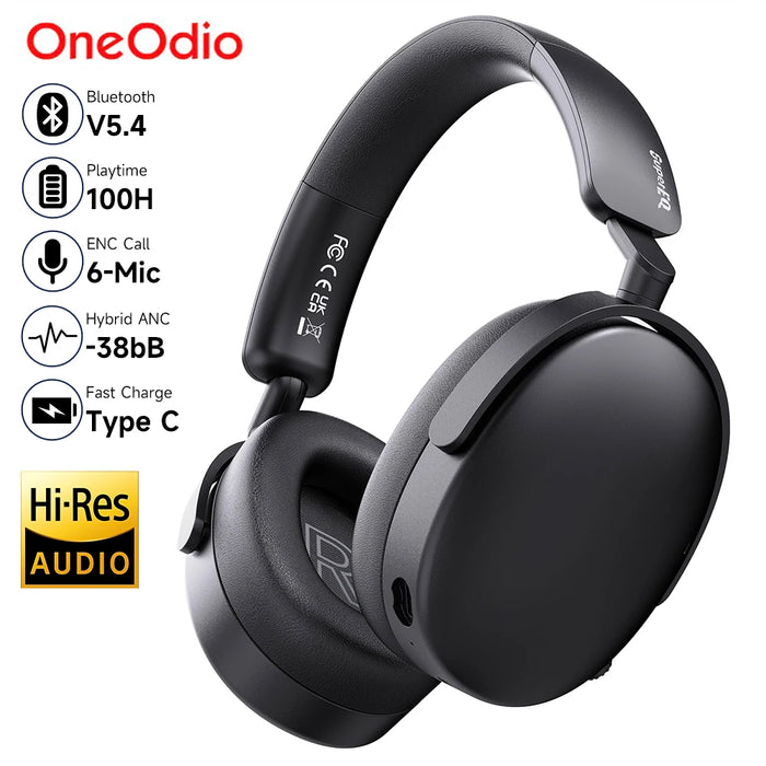 Oneodio SuperEQ A200 - Wireless Bluetooth 5.4 Hybrid Active Noise Canceling Over-Ear Headset with Hi-Res Audio and 6-Mic AI ENC - Ideal for High-Quality Sound Enthusiasts Seeking Active Noise Cancellation