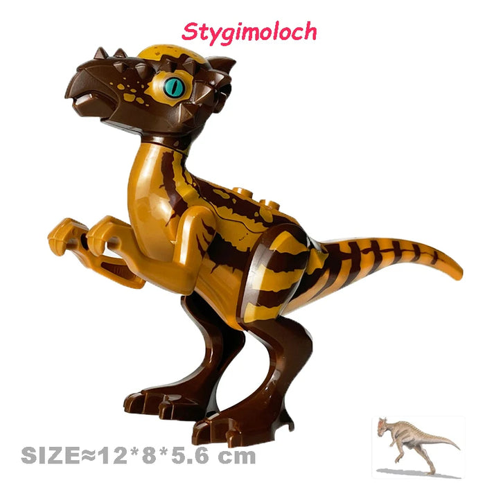 Jurassic Dinosaur Building Blocks - Velociraptor, Triceratops, Indominus & T‑Rex Models