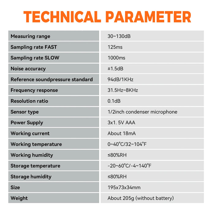POROMETISTO-SL01 Digital Sound Level Meter — Handheld 30–130 dB A/C Weighted