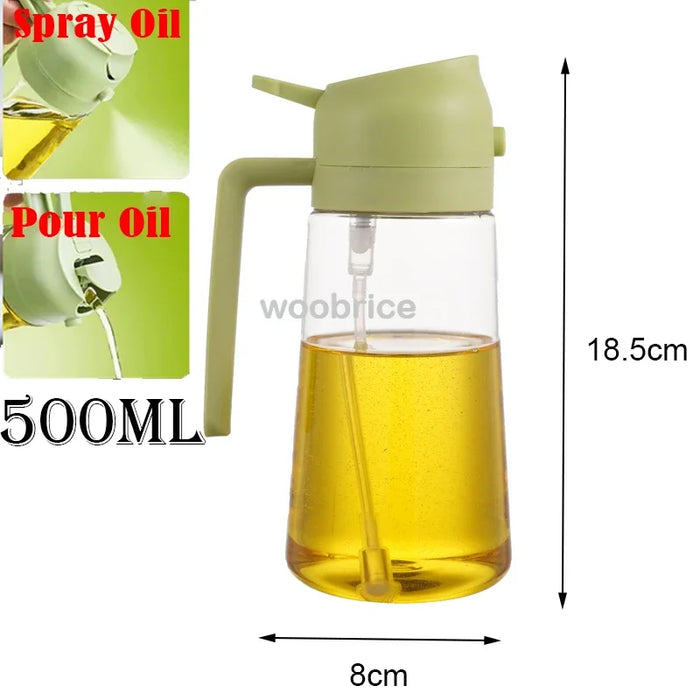 500ml Oil Spray Bottle & Cruet – Refillable Oil Dispenser for Kitchen and BBQ