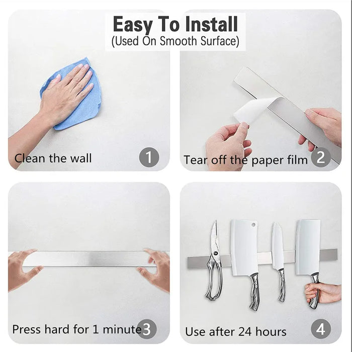 Stainless Steel Magnetic Knife Strip – Wall-Mount Holder (300/400/500mm)