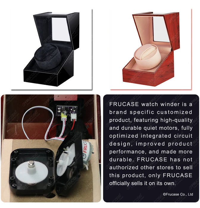 FRUCASE Wooden Watch Winder for Automatic Watches — USB or AA Battery Option