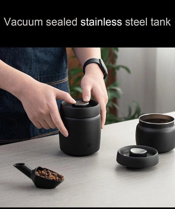 Stainless Steel Vacuum Canister — Sealed Storage for Coffee & Tea