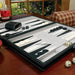 Backgammon & Chess Folding Set in Stitched Black Leatherette Case