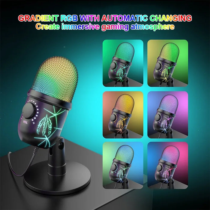 USB Condenser Microphone V5 for Streaming, Karaoke & Gaming – Noise‑Cancelling Tabletop with Phone Stand