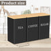 3‑Piece Coffee, Tea & Sugar Canister Set — Stainless Steel with Airtight Bamboo Lids