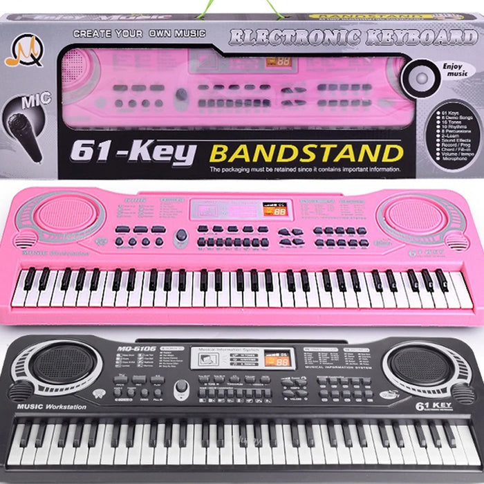 Electronic Piano Keyboard for Kids - Portable 61 Keys Organ with Microphone, Education Toy, Musical Instrument - Ideal Gift for Child Beginners in Music