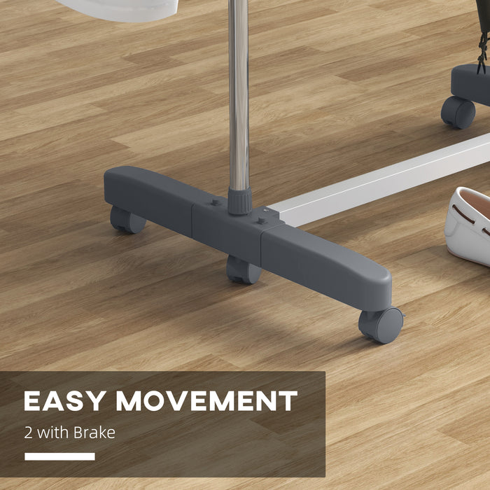 3-Tier Clothes Airer with Wheels and Wings - Foldable Stainless Steel Drying Rack for Indoor/Outdoor Use - Easy to Assemble, Space-Saving Design for Home Laundry Care