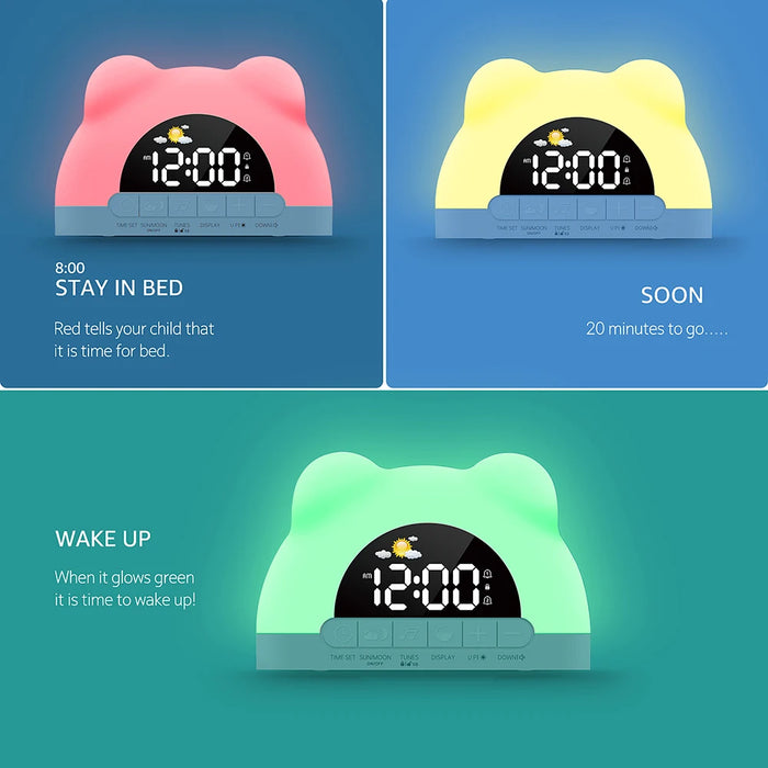 Bear-Shaped Sunrise Alarm Clock — Digital Wake-Up Light & Night Lamp