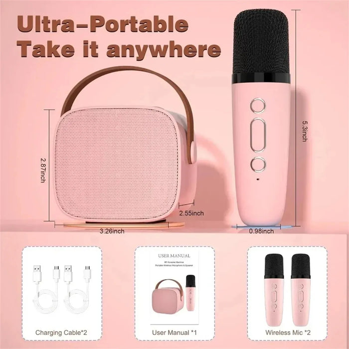 Miwayer Mini Karaoke Machine - 1/2 Wireless Microphone, Fun Toys, Christmas Birthday Gifts - Ideal for Adults and Kids