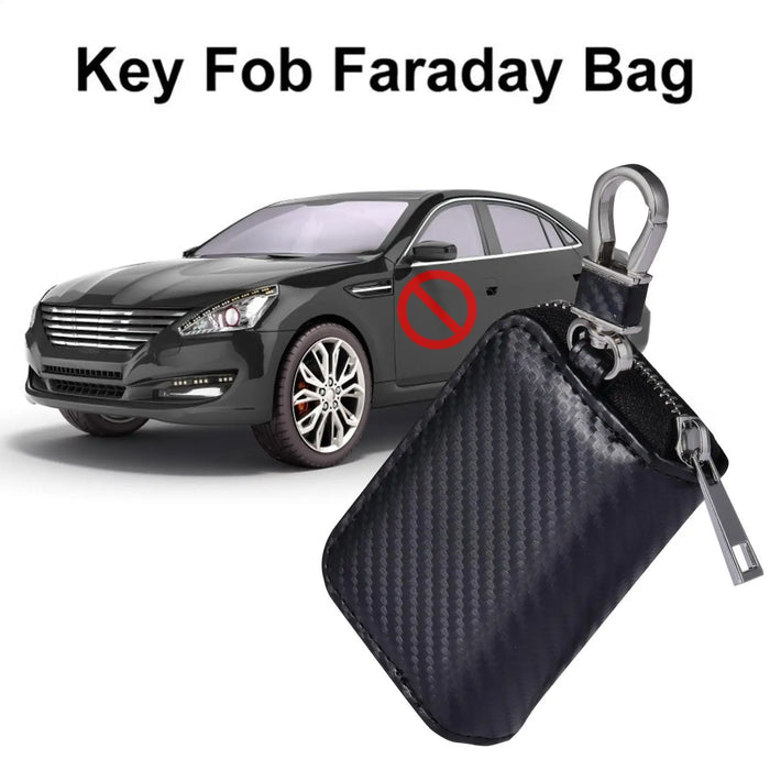 Key Fob Signal-Blocking Pouch — PU Leather Faraday Case, Anti‑Theft