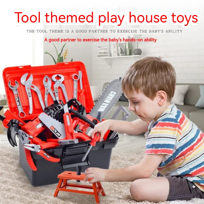 Simulation Repair Toys Kit - Kids Toolbox with Plastic Drill and Engineering Puzzle Game - Perfect Learning and Gift for Boys