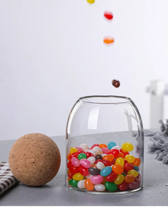Hand‑blown Glass Storage Jars with Ball Cork Stopper — Transparent Kitchen Organiser for Tea, Spices & Nuts