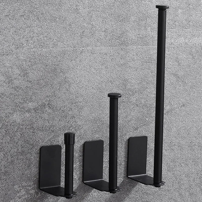 Adhesive Stainless Steel Paper Towel & Toilet Roll Holder — Black or Silver (S/M/L)
