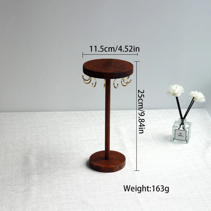Walnut Wood Jewellery Display Stand – Desktop Necklace, Earring & Bracelet Rack