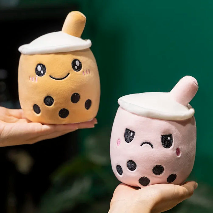 Kawaii Reversible Boba Plush Toys - Double-Sided Bubble Milk Tea Soft Doll, Two Face Design - Ideal Birthday and Christmas Gifts for Kids