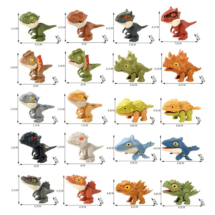 Mini Cartoon Tyrannosaurus Finger Dinosaurs — Plastic Finger Puppets (5/10/20)