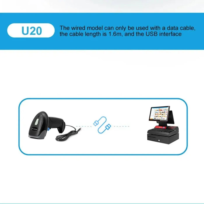 USB Wired 1D/2D Handheld QR & Barcode Scanner — High-Speed