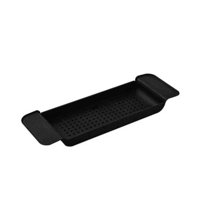 Extendable Bathtub Tray – Retractable Bath Shelf & Towel Holder (White/Black)