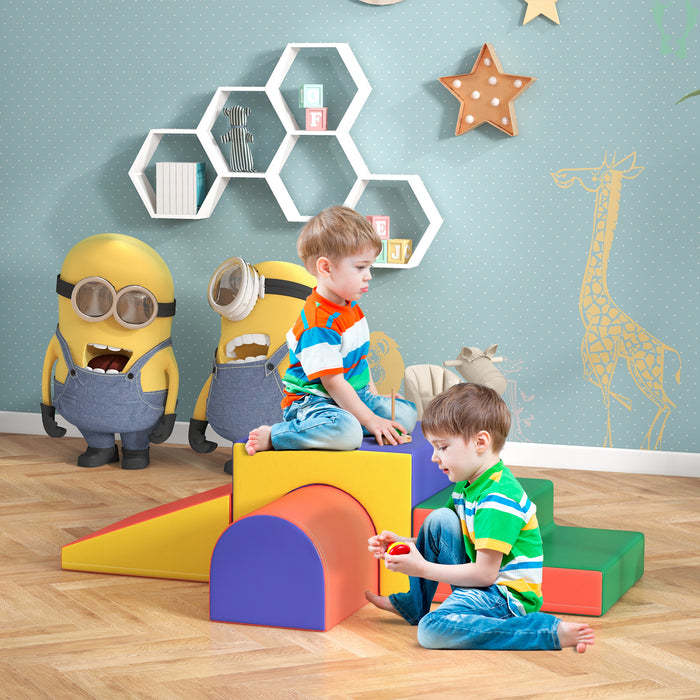 HOMCOM 4-piece Soft Play Set for Toddlers 1-3 Years, Red