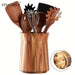 360-Degree Rotating Wooden Utensil Holder - Countertop Organiser for Spoons, Spatulas and Ladles