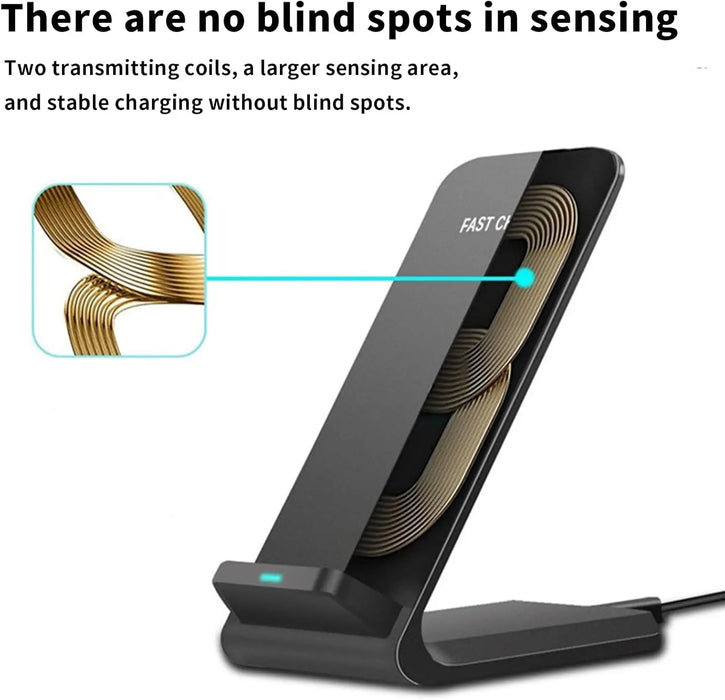 30W Fast Qi Wireless Charging Stand – Compatible with iPhone, Samsung, Xiaomi & Huawei