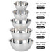 5‑Piece Stainless Steel Mixing Bowl Set — Nesting, Non‑Slip