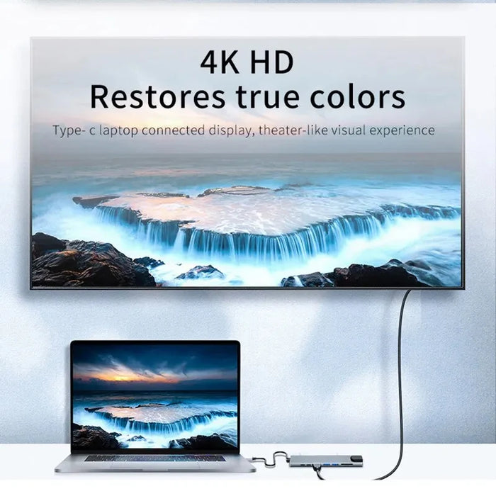 8-in-1 USB-C Hub 3.0 Dock – 4K HDMI, RJ45, PD, SD/TF for MacBook Air M1 & iPad Pro