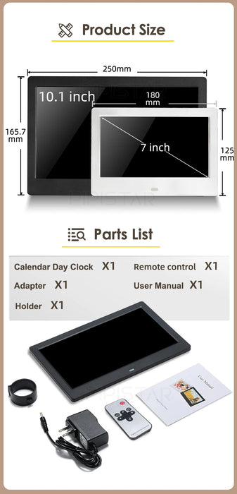 7/10.1-inch Wi‑Fi Calendar Photo Frame — Dementia Clock with Weather & Reminders