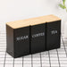 3‑Piece Coffee, Tea & Sugar Canister Set — Stainless Steel with Airtight Bamboo Lids