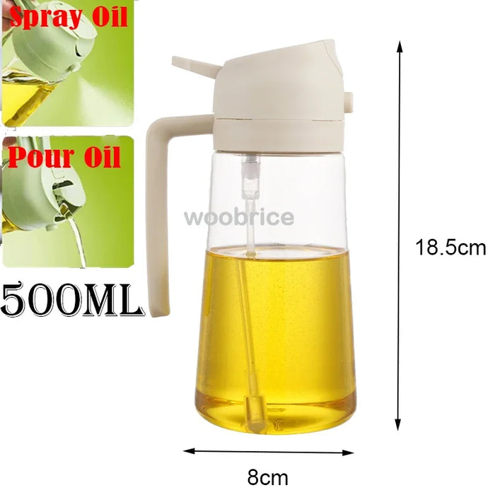 500ml Oil Spray Bottle & Cruet – Refillable Oil Dispenser for Kitchen and BBQ