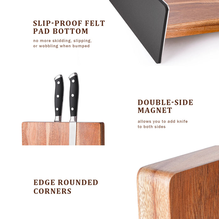 Acacia Wood Magnetic Knife Block – Modern Kitchen Holder with Strong Magnets