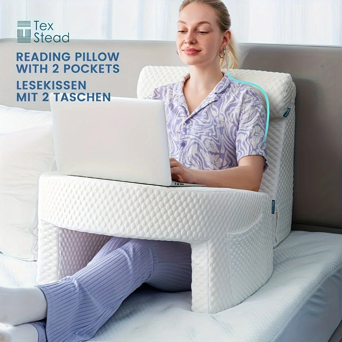 Reading Pillow for Gaming — Extra Large Memory Foam Armrest Bed Rest Pillow, 22.4×24×11.8in (1 pc)