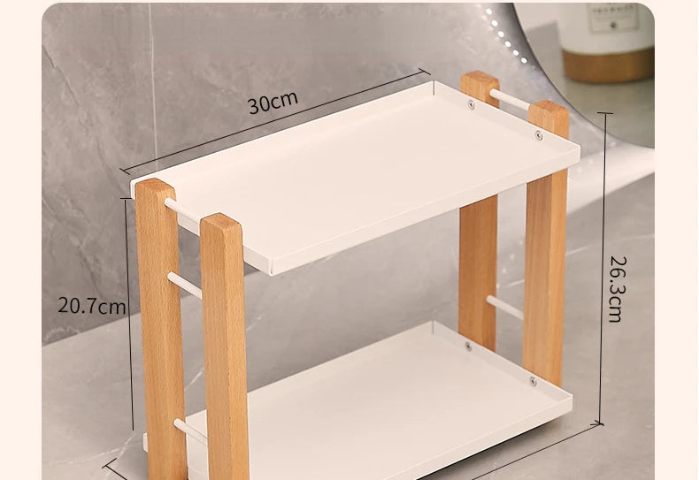 Wooden Countertop Organiser – Cosmetic & Coffee Station Shelf for Vanity