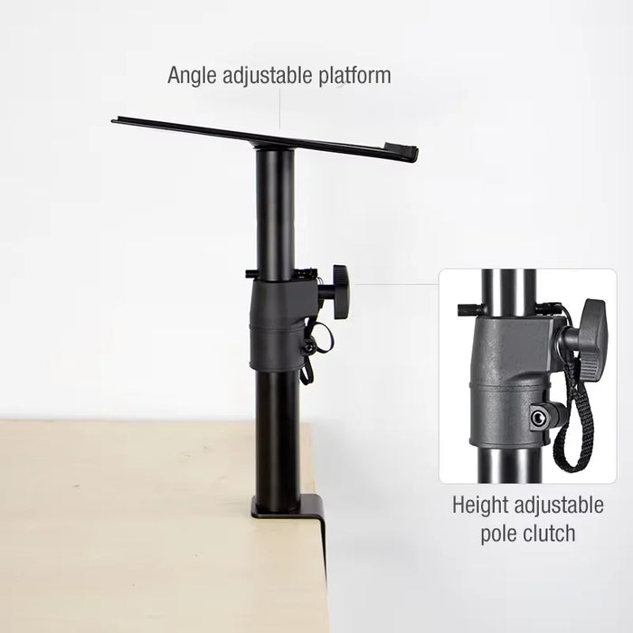Studio‑Grade Clamp Mount Speaker Stand — Height Adjustable Desktop Platform for Monitors