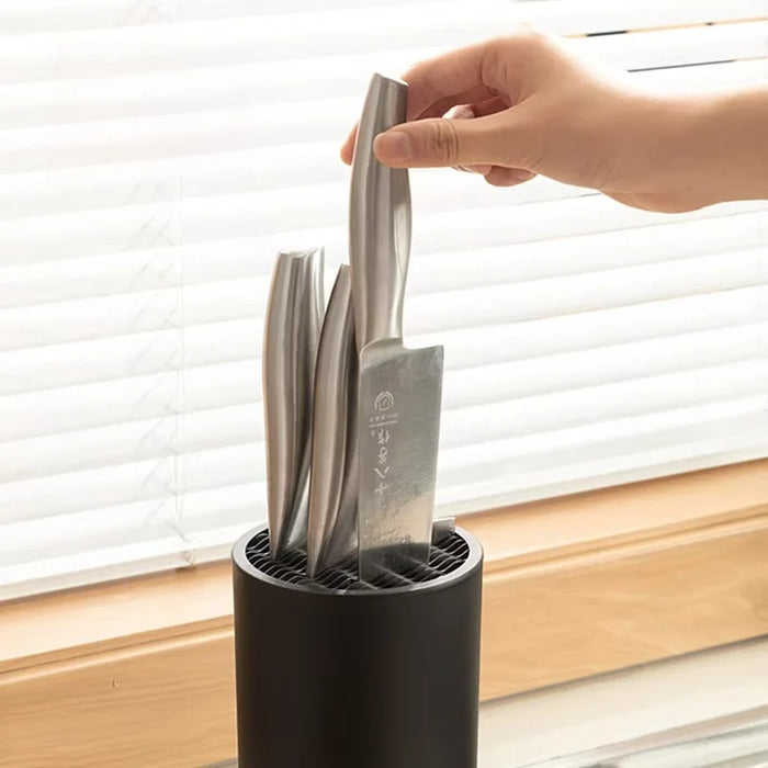 Knife Holder Insert — Black PP/TPR Kitchen Knife Organiser Stand