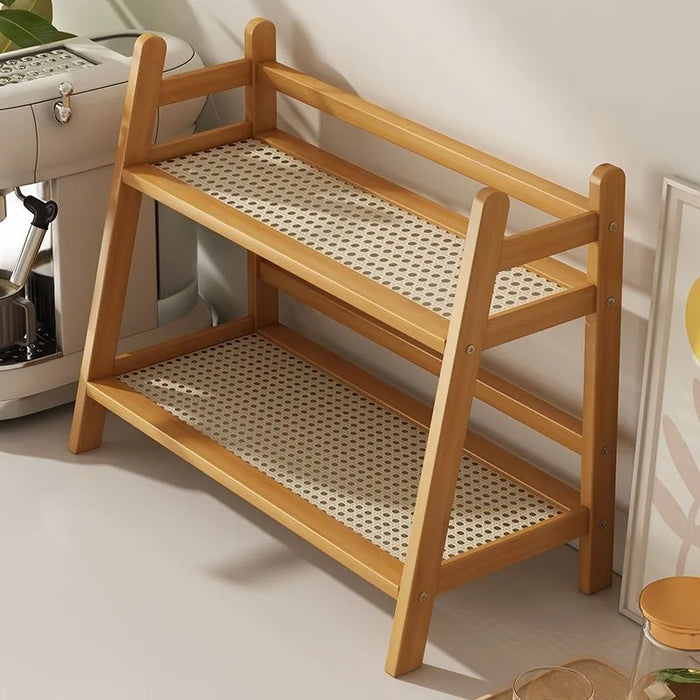 2-Tier Bamboo Spice Rack - Foldable Kitchen Counter & Cupboard Organiser